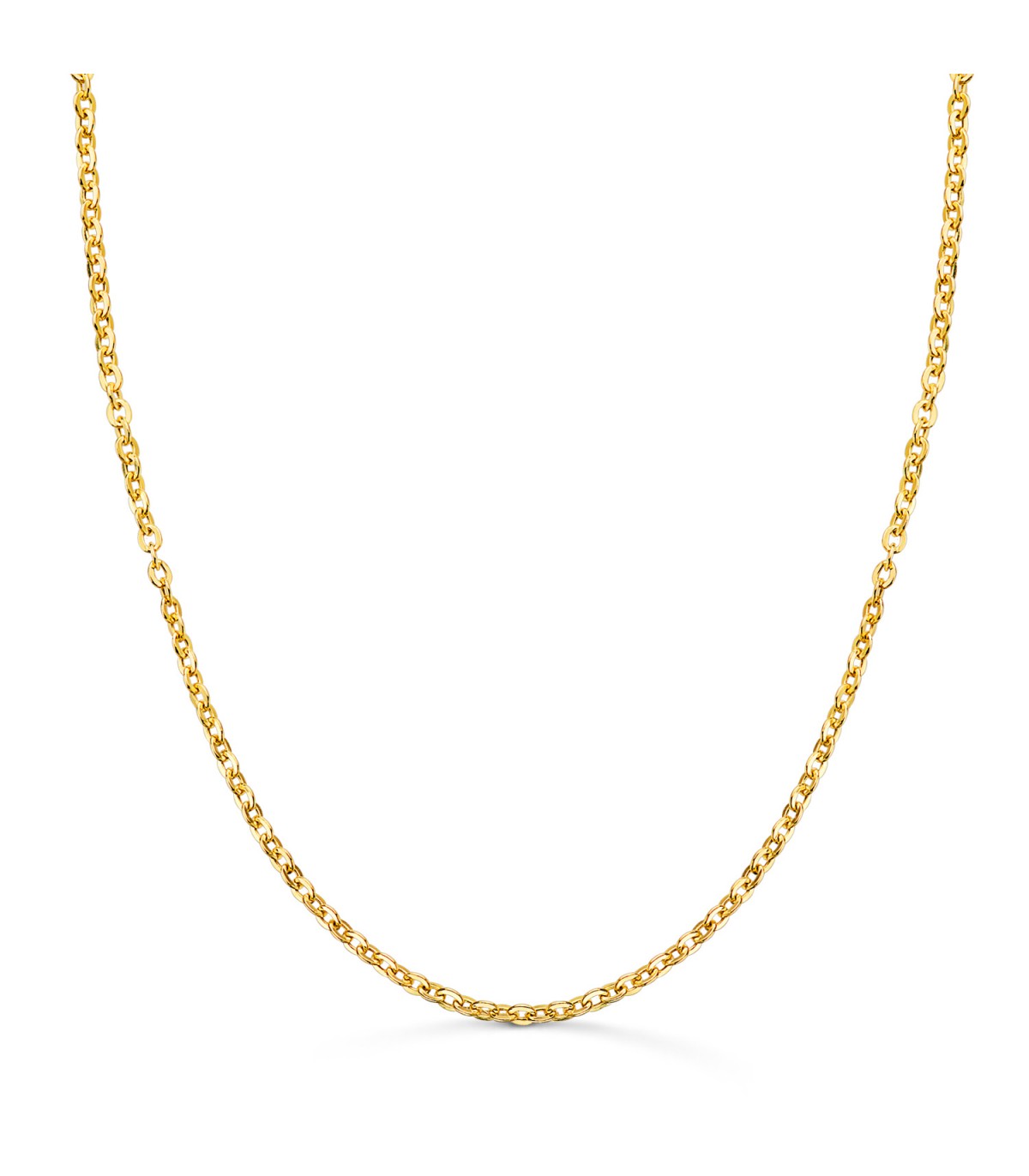 Chaîne pour baptême, maille diamantée creuse - Or jaune 750/1000 - Dimensions 2 mm 40 cm