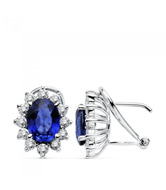 pendientes diamantes - Pendientes Eowyn Oro 18K Zafiro y Diamantes -  pendientes de mujer
