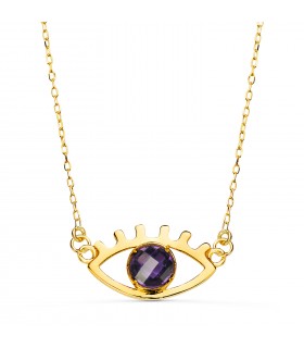 Collar Ojo Turco Oro Amarillo 18K Amatista | Gargantillas de moda, collares de oro
