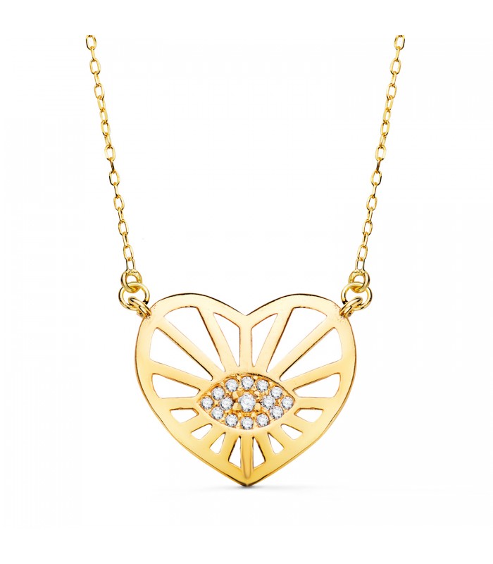 Collar Ojo Corazón Oro Amarillo 18K | Gargantillas de moda, collares de oro