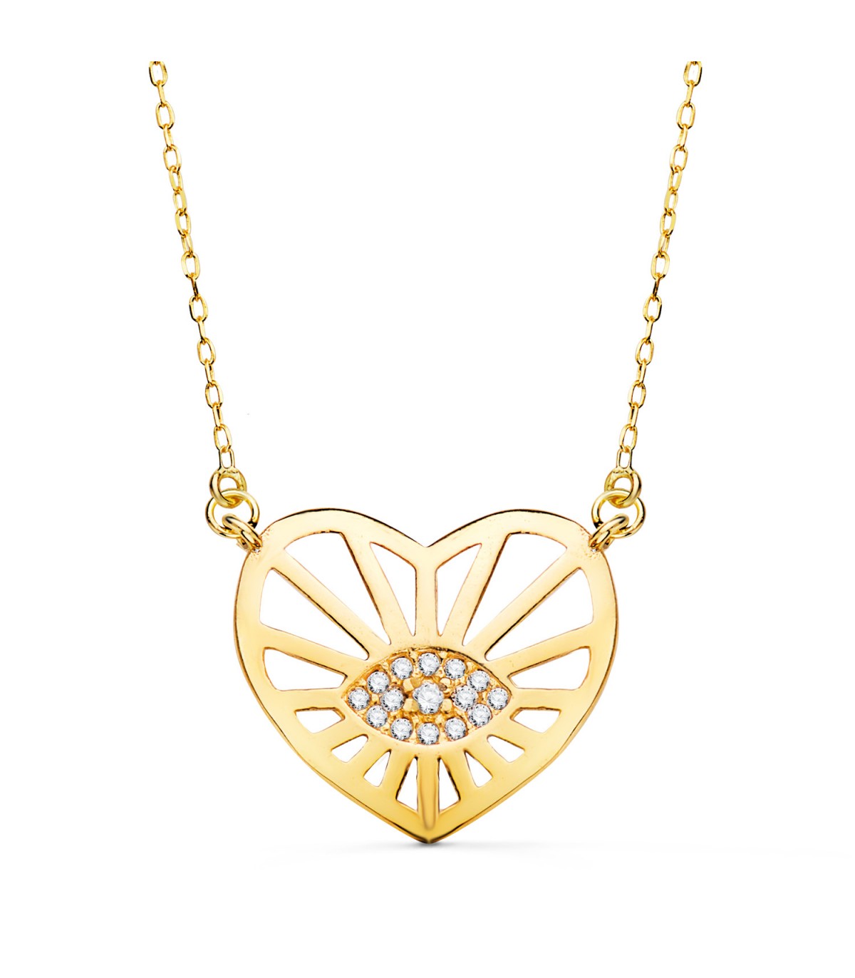 Collar Ojo Corazón Oro Amarillo 18K | Gargantillas de moda, collares de oro