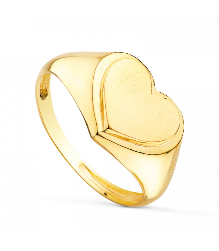 Damen Siegelring  mit Gravur, 750 Gelbgold HERZ | Personalisierter Ring mit Buchstabengravur