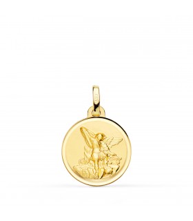 Medalla San Miguel Oro 18K Bisel 18mm. Compra online medallas de oro de santos en Alda Joyeros.
