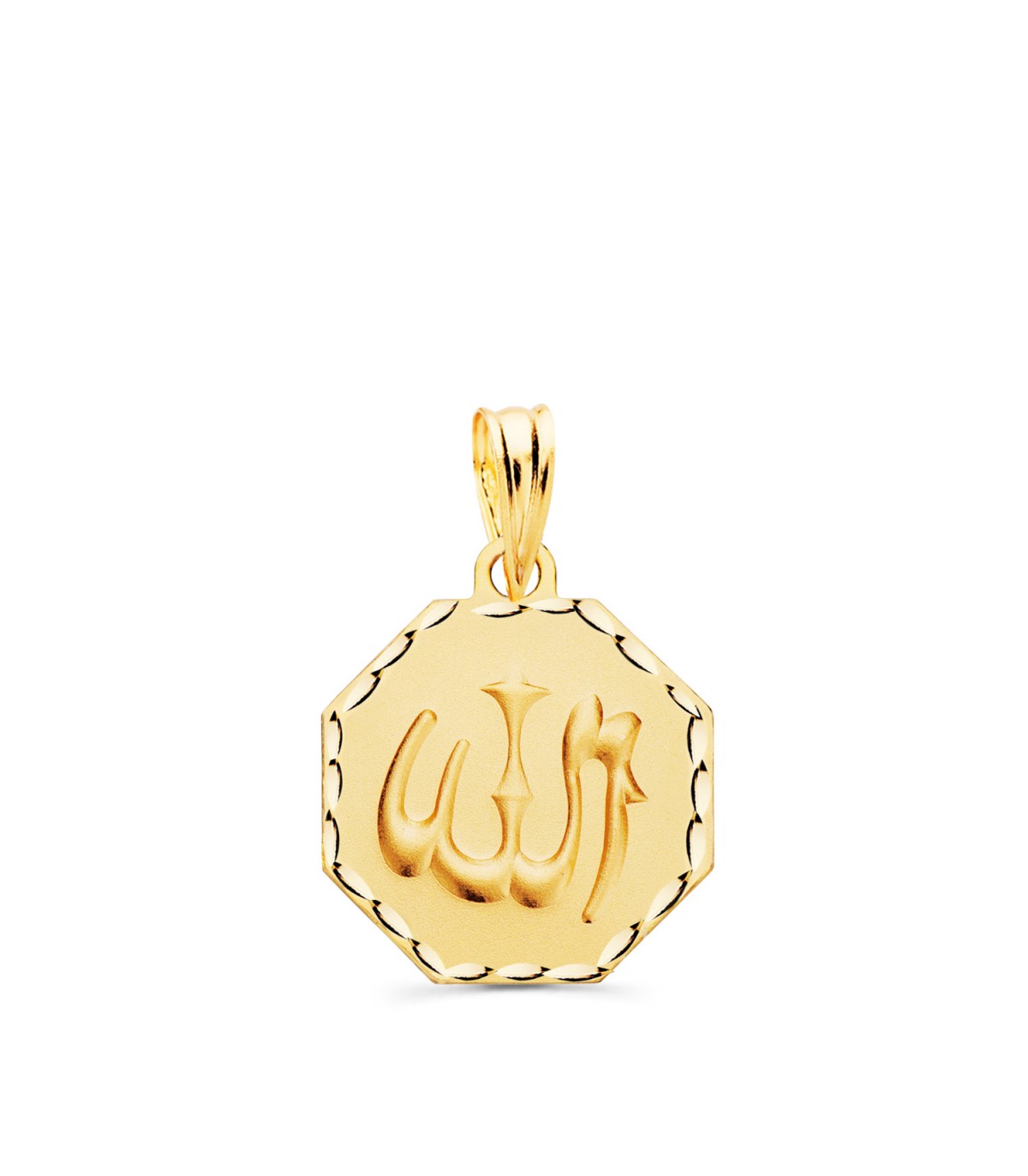 Dios Alá Medalla Oro 18K 14mm Hexágono Tallada - Medalla de oro - colgante allah en árabe