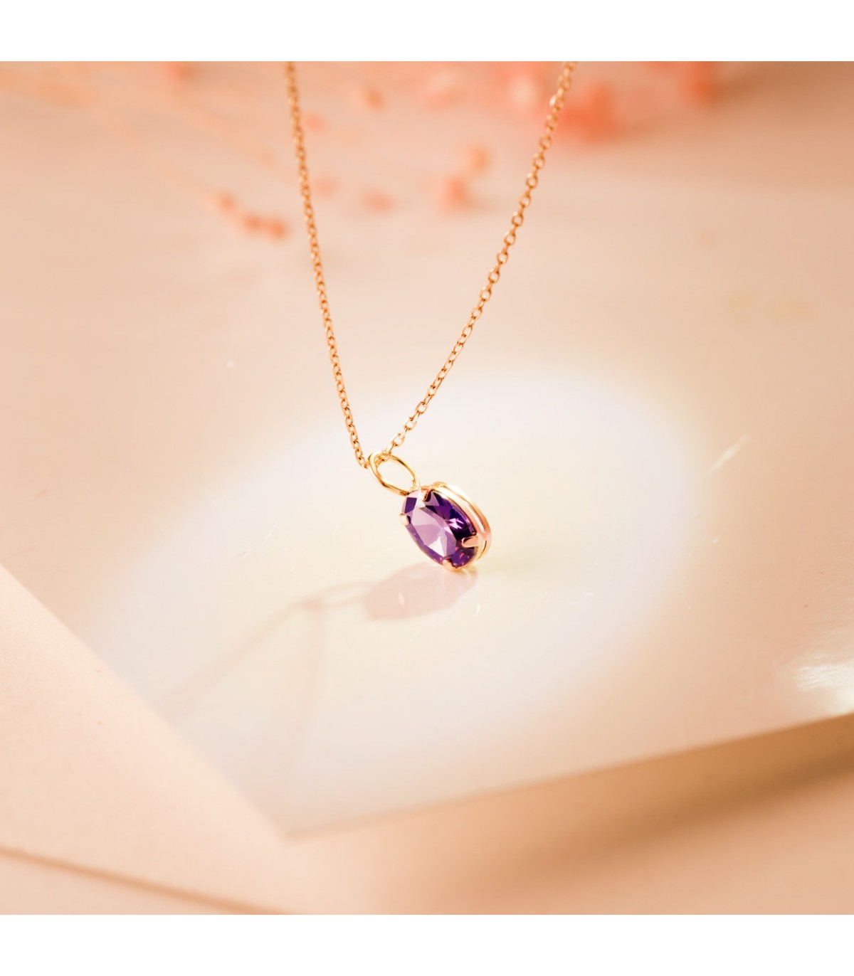 Pendentif Selene Or 18K Améthyste | pendentif pour femme  | pendentif or | bijoux femme or