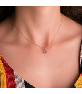 Ciondolo punto luce con pietra colorata, Selene oro 18kt rosa