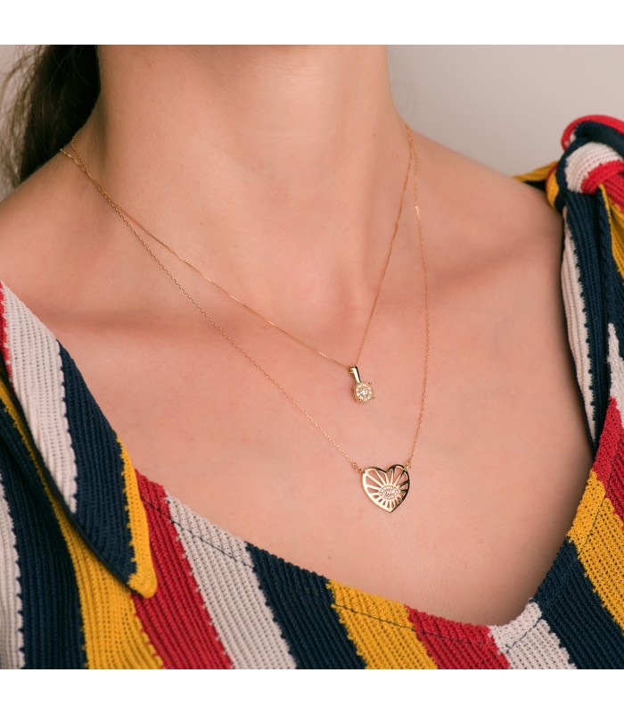 Collar Ojo Corazón Oro Amarillo 18K | Gargantillas de moda, collares de oro