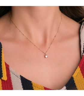 Chaîne en or avec boules, type Forzada diamantée 18 carats 40 cm. Collier ras du cou pour femme
