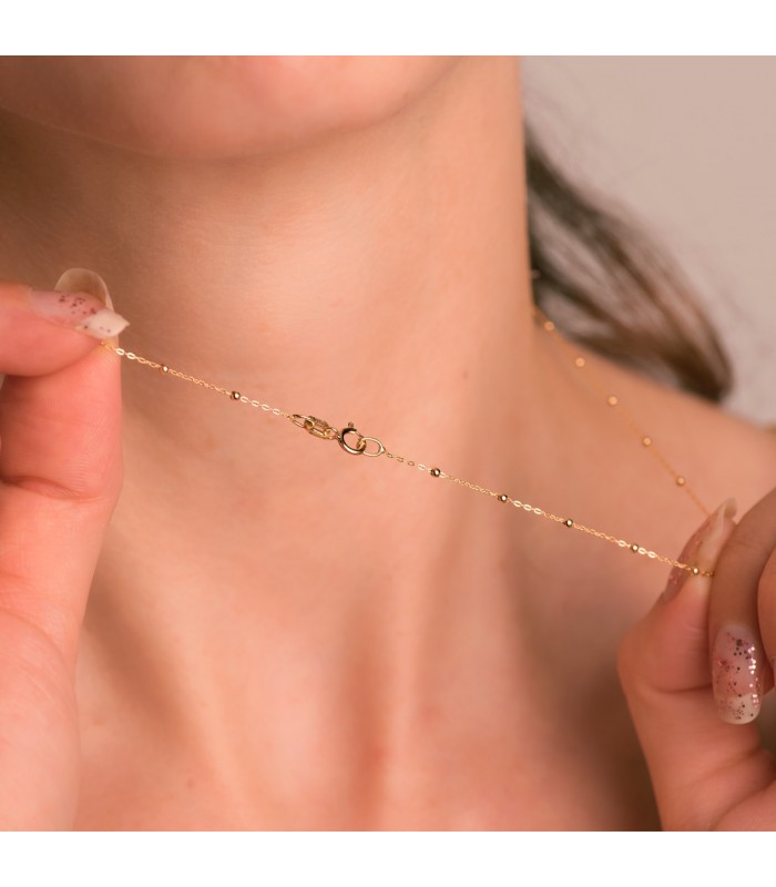 Chaîne en or avec boules, type Forzada diamantée 18 carats 40 cm. Collier ras du cou pour femme