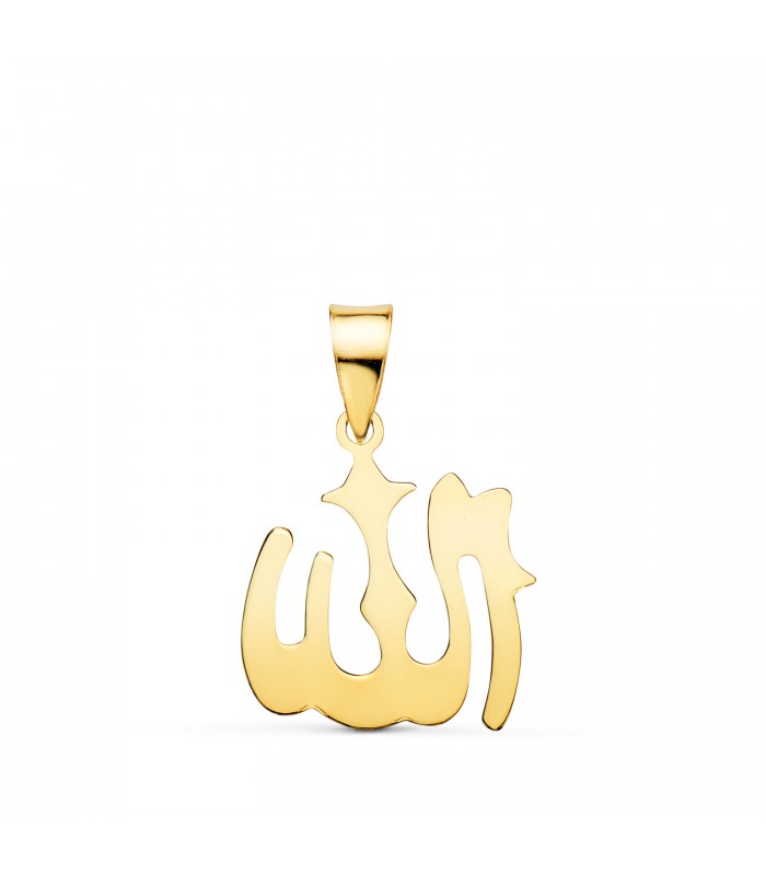 Colgante Dios Alá Oro 18K 16mm Brillo - colgantes islam musulmán