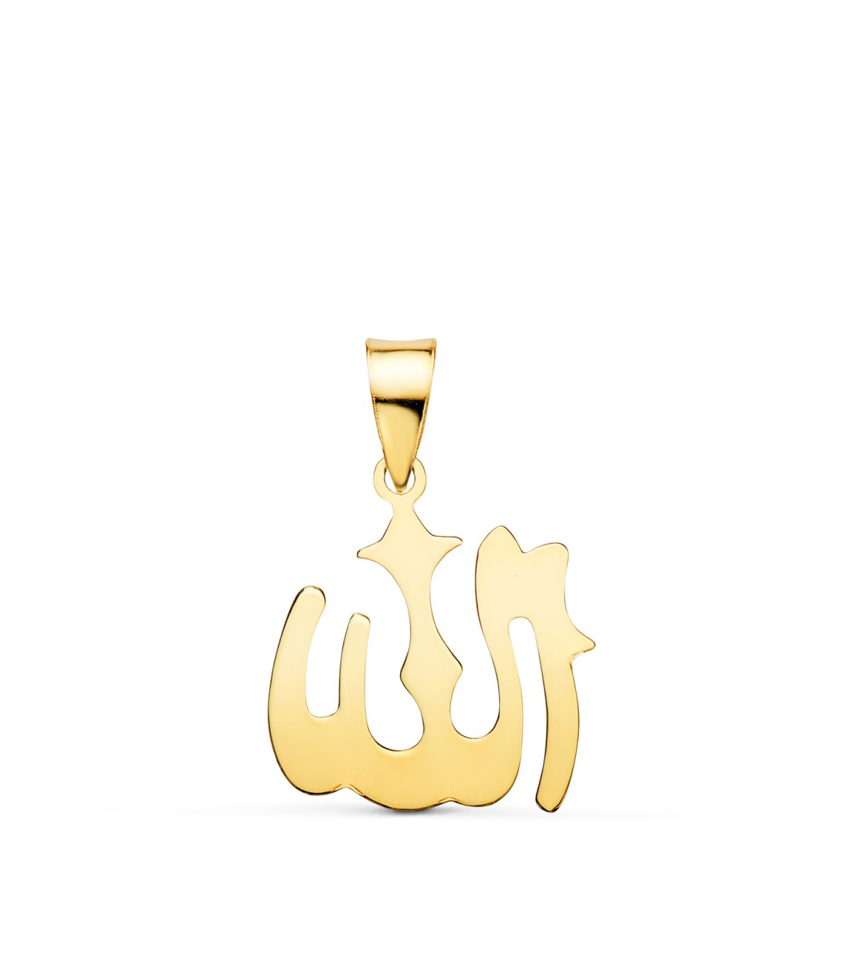 Colgante Dios Alá Oro 18K 16mm Brillo - colgantes islam musulmán