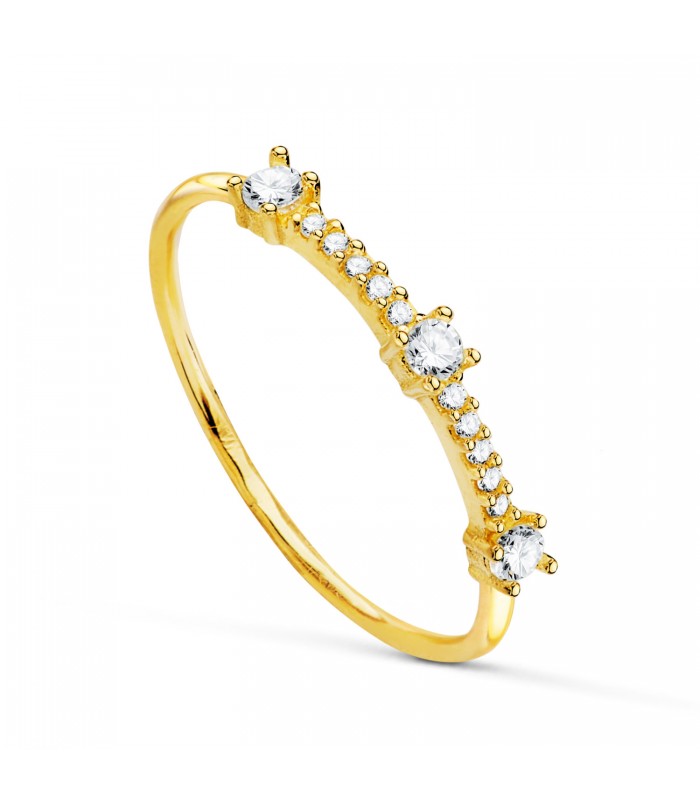 Anillo Mujer Oro Amarillo 18K Wish - sortija para mujeres, media alianza