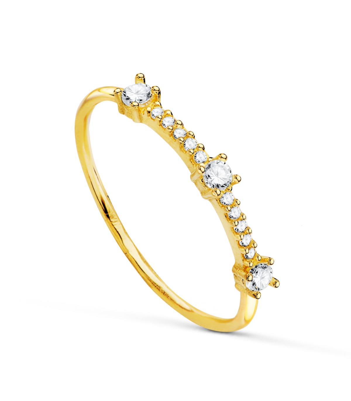 Anillo Mujer Oro Amarillo 18K Wish - sortija para mujeres, media alianza
