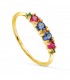 Anillo Mujer Oro Amarillo 18K Euphoria - media alianza - piedras de colores
