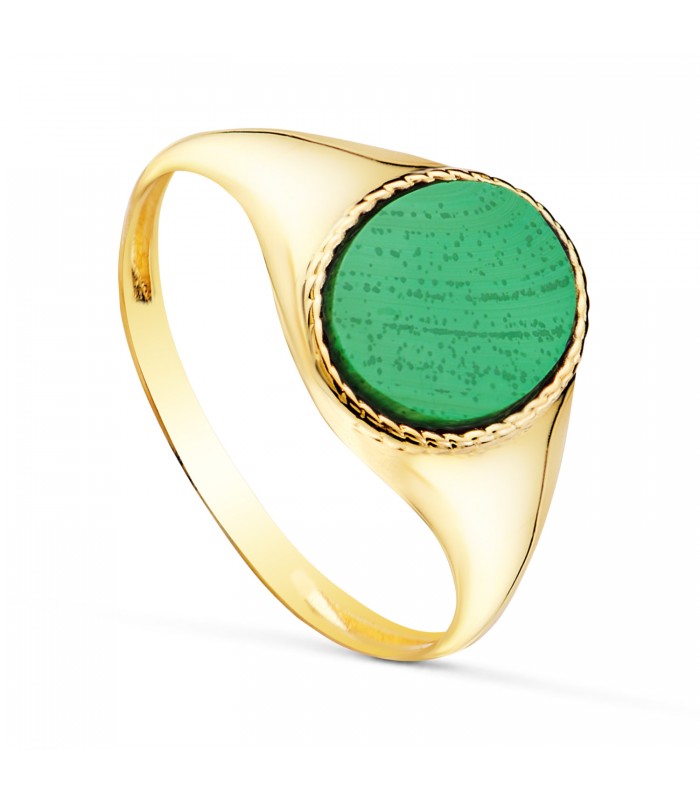 Ring mit Malachit, oval und grün, aus 18K Gold – Siegelringe und Ringe mit Edelsteinen