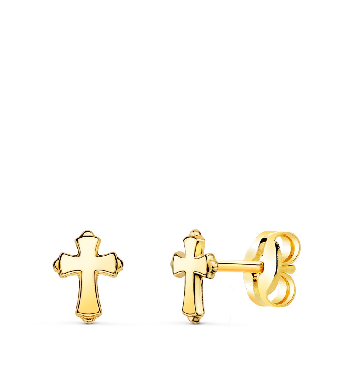 Pendientes Cruz Oro 18K 6mm - pendientes oro hombre - pendientes de mujer