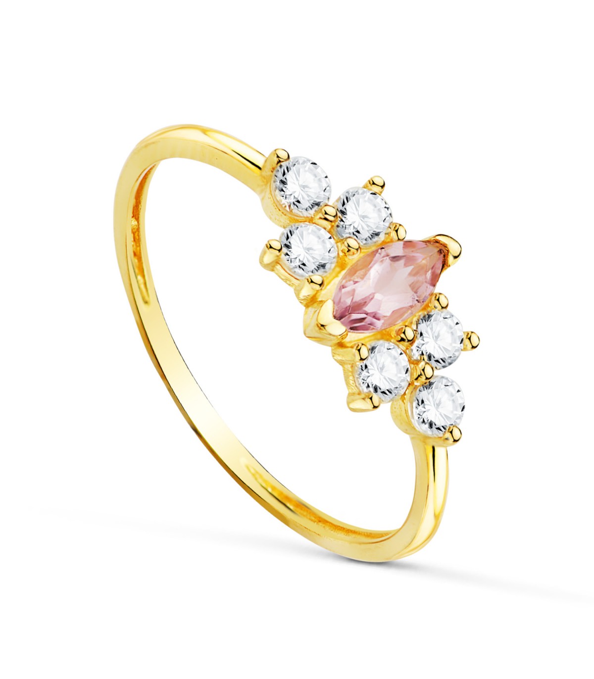 Anello con pietra ametista, taglio marquise, modello Meraki Oro giallo 18kt (750)