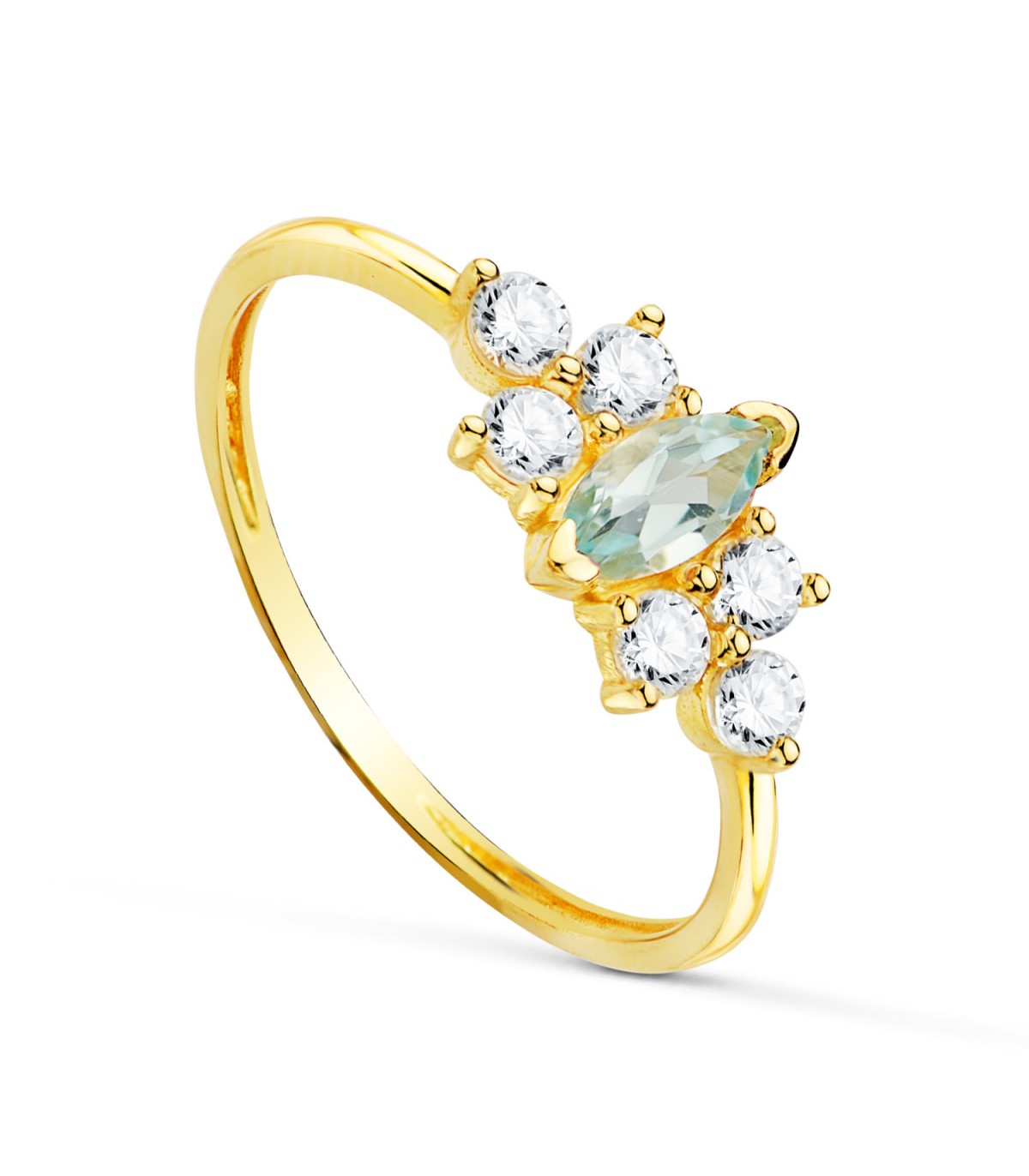 Anello Meraki oro 18kt Marquise topazio azzurro | Anelli con pietre colorate e naturale