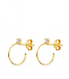 Orecchini cerchio aperti zirconi oro giallo 18kt - Cerchi donna