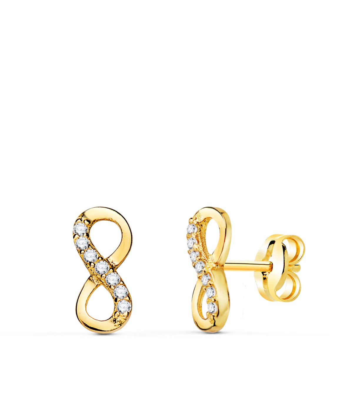 Boucles d'oreilles infini Or 18K Zircons | boucles d'oreilles pour femme | bijoux femme