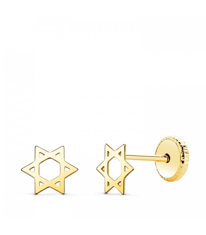 Davidstern Ohrringe in 18K Gold |  Ohrstecker Damen und Piercing