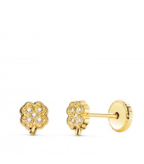 Clous d'oreilles Bébé Or 18K Trèfle 5.5mm