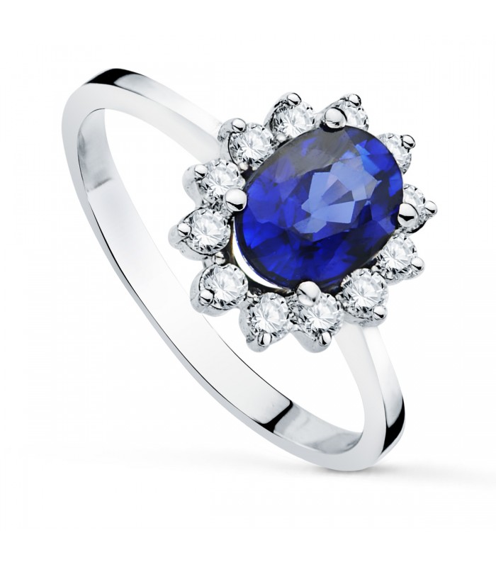 Saphir Ring mit Diamanten Eowyn 750 Weißgold