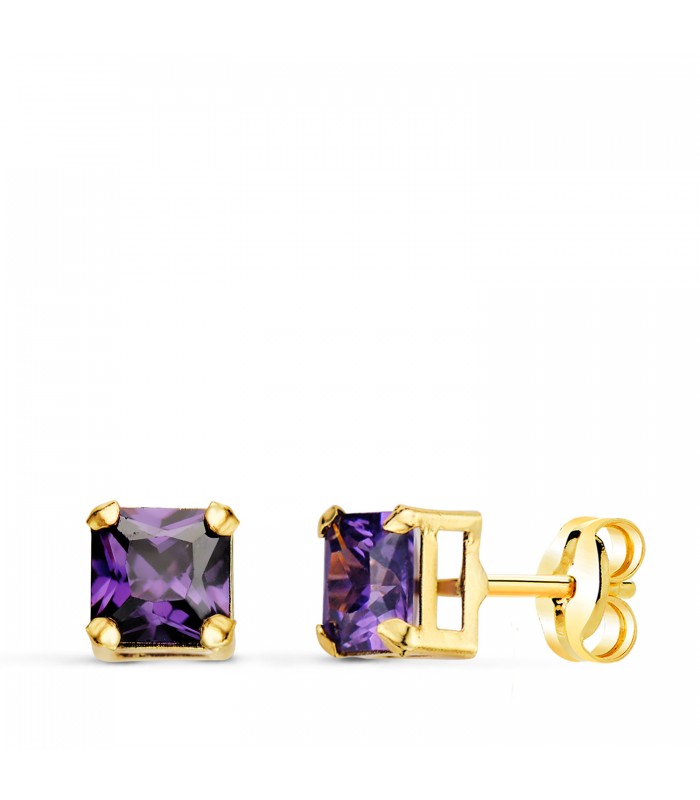 Boucles d'oreilles petites Belle Or 18K Améthyste | bijoux pour femme | boucles d'oreilles femme