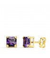Pendientes pequeños Bella Oro 18K Amatista