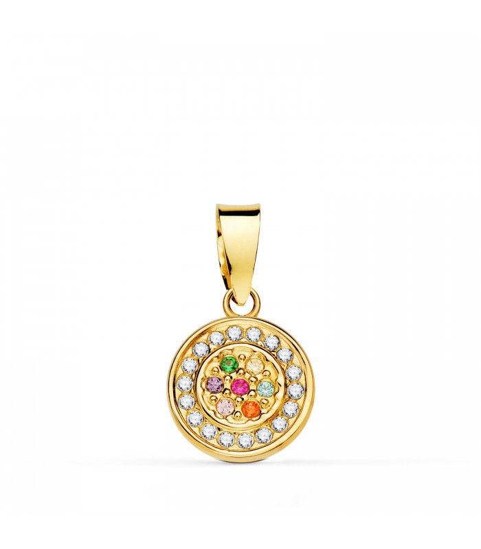Colgante Mujer Astrid Oro 18K, piedras colores multicolor arcoiris