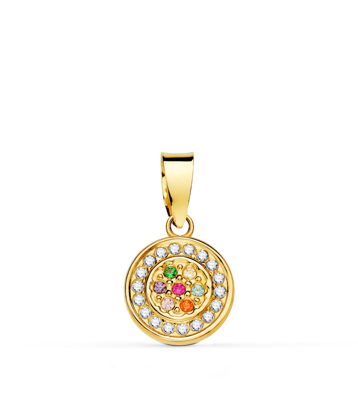 Colgante Mujer Astrid Oro 18K, piedras colores multicolor arcoiris