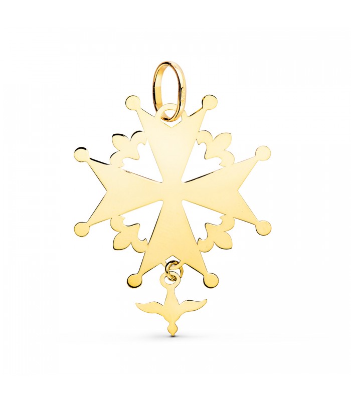 Colgante Cruz Huguenotte 32mm Oro 18K - joyas online - joyería de oro - cruz maltesa, hugonote, hugonota