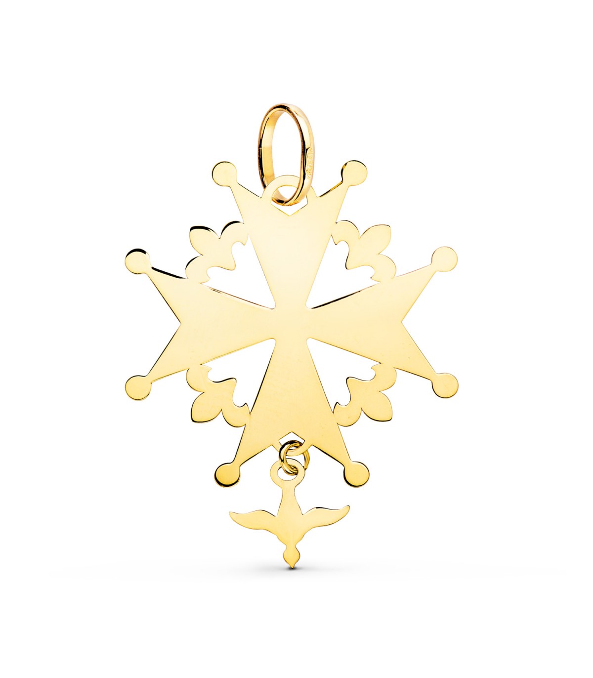 Pendentif Croix Huguenote 32mm Or 18K
