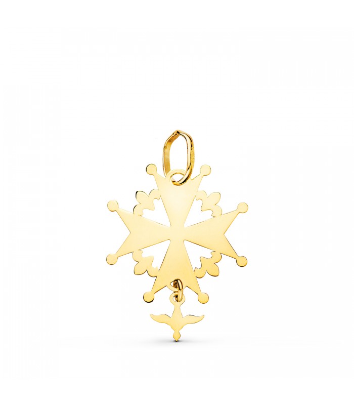 Pendentif Croix Huguenote 21mm Or 18K