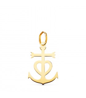 Herz-Kreuz-Anker-Anhänger, Gelbgold, 17 mm: Liebe, Glaube und Hoffnung Symbole