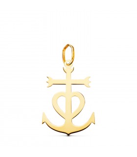 Herz-Kreuz-Anker-Anhänger, Gelbgold, 22 mm: Liebe, Glaube und Hoffnung Symbole