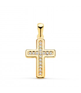 Croce con zirconi Oro giallo 18 kt 19 mm - collane con croce, croci in oro da donna