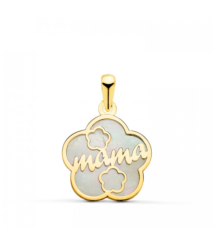 Ciondolo MAMA con madreperla Oro 18Kt Fiore - Regali donna per la Festa della Mamma