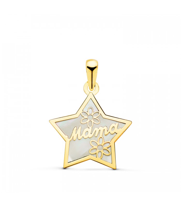 Anhänger Mama Stern Gelbgold 750 Perlmutt, Muttertag Geschenk