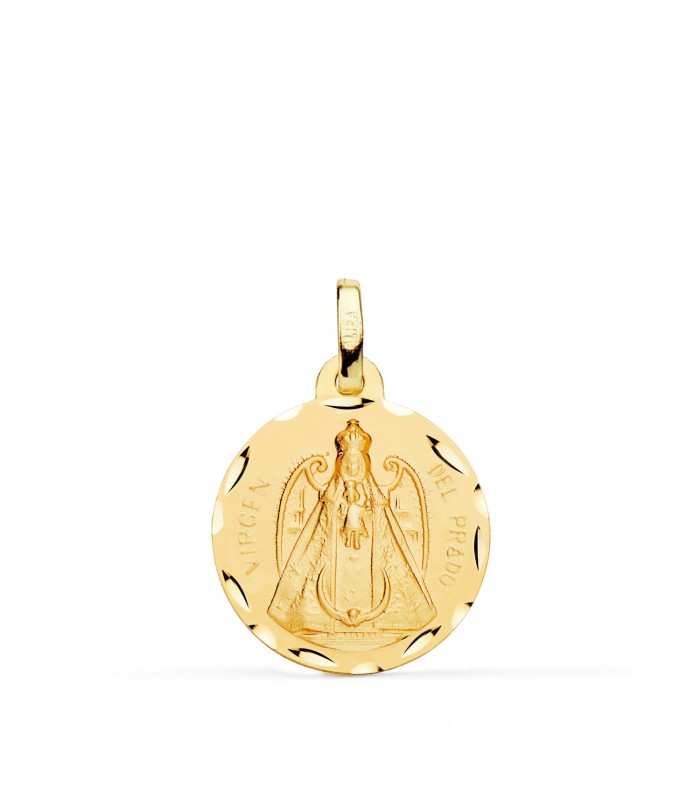 Medalla Virgen del Prado Oro 18K 18mm Tallada - Virgen Ciudad Real