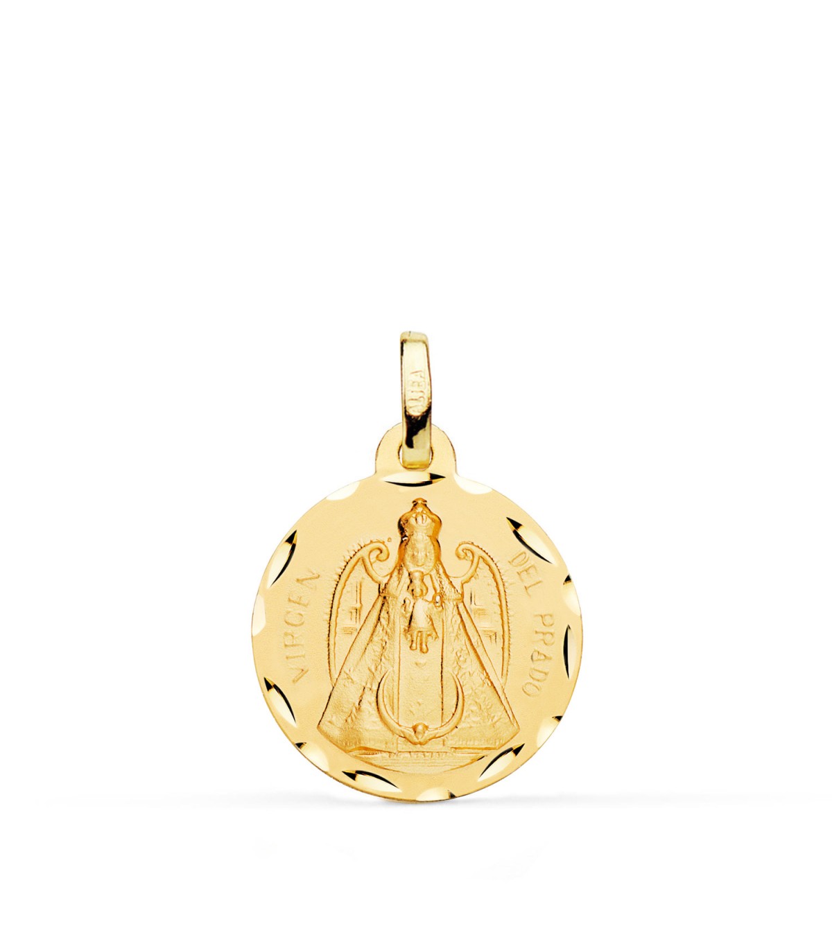 Medalla Virgen del Prado Oro 18K 18mm Tallada - Virgen Ciudad Real