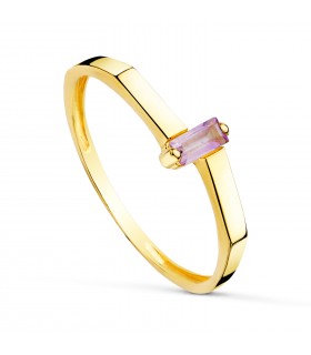 Bague Meraki Or 18K Barre Améthyste | bague femme or | bijoux pour femme en or 18K