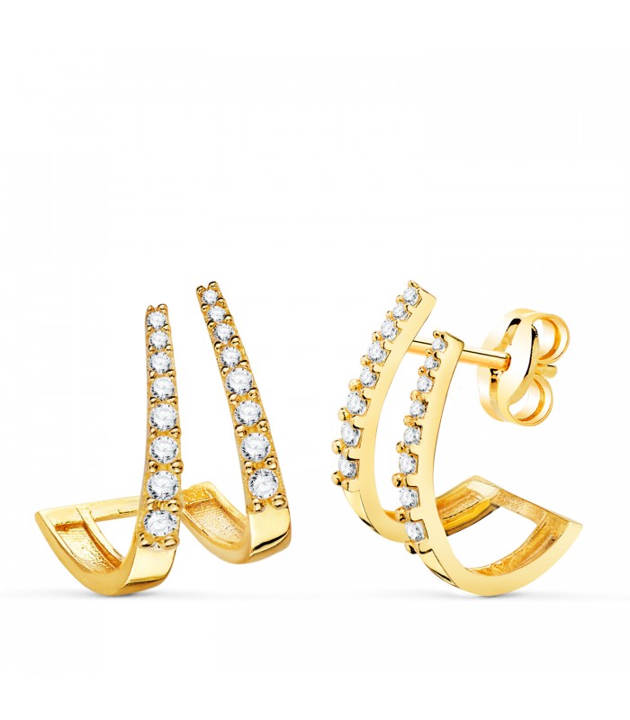 Pendientes Meraki Oro 18K Double - pendientes de mujer de oro, pendientes con piedras