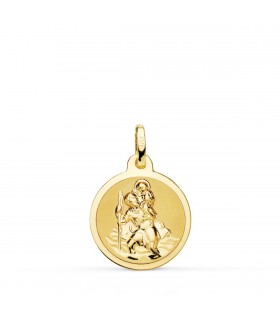 Médaille Saint Christophe Or 18K 16mm Brillant | médaille religieuse | médaille or