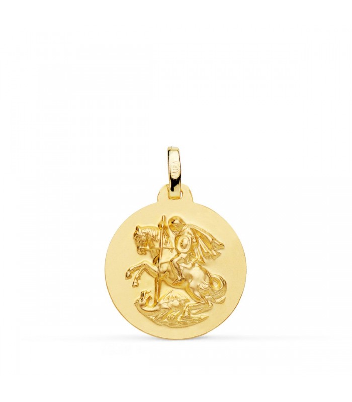 Medaglia San Giorgio oro 18kt 18mm satinata, medaglie sacre