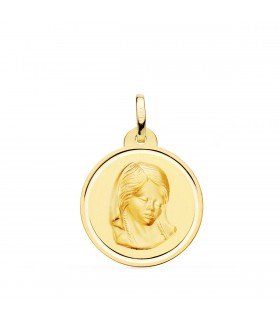 Medalla Dulce Virgen María Oro 18K 20mm Bisel - medallas de oro vírgenes
