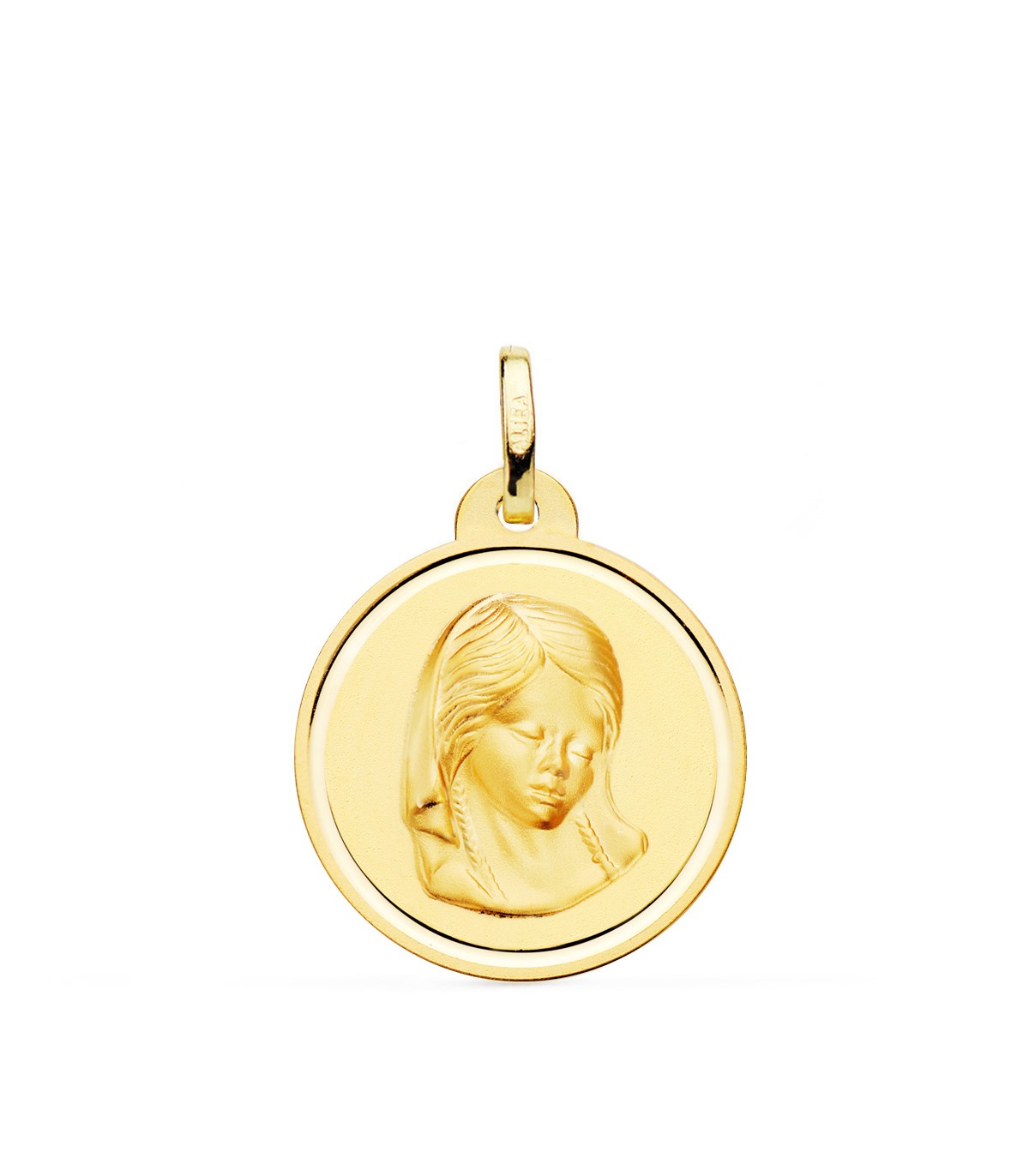 Medalla Dulce Virgen María Oro 18K 20mm Bisel - medallas de oro vírgenes