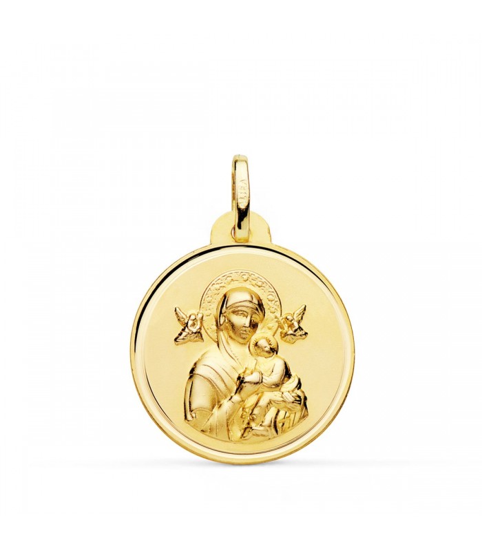Medalla Virgen Perpetuo Socorro Oro 18K 22mm Bisel - medallas vírgenes