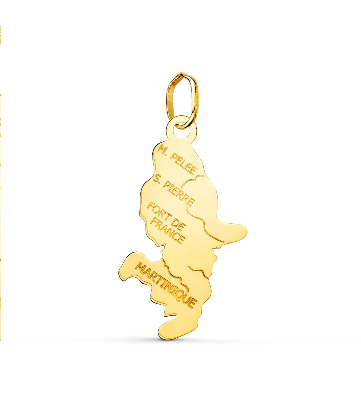 Colgante Isla Martinica Oro 18K 22mm - colgantes islas francesas