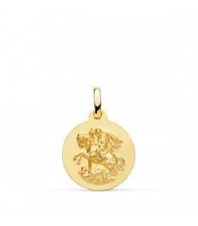 Médaille Saint Georges Or 18K 16mm Mate | medaille catholique
